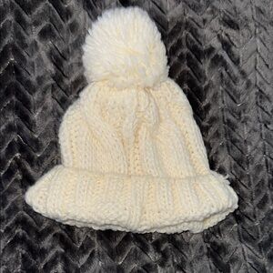Cozy Cream Knit Pom-Pom Kids Hat